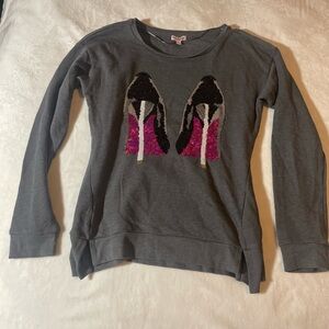 Juicy Couture Gray Sweatshirt with Pink and Black Sequin Design